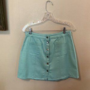 ELLIE & KATE Women Light Blue Button Mini Skirt Sz LARGE